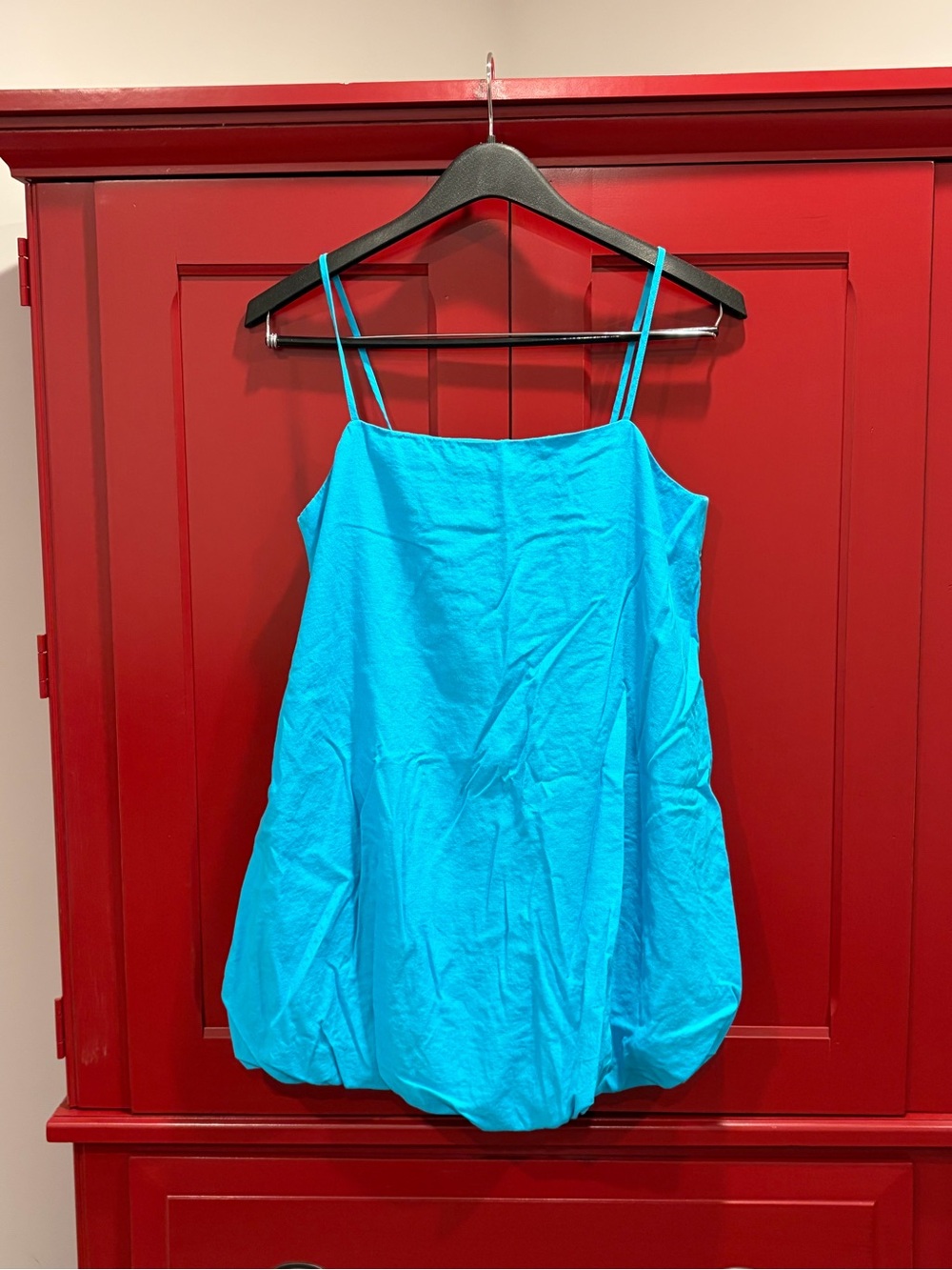 Gap Turquoise Spaghetti-Strap Bubble-Hem dress